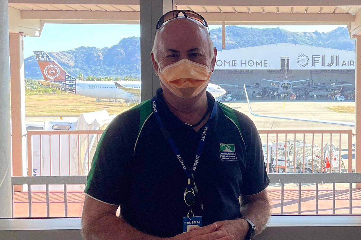 Stephen McKenzie at Nadi Airport in Fiji