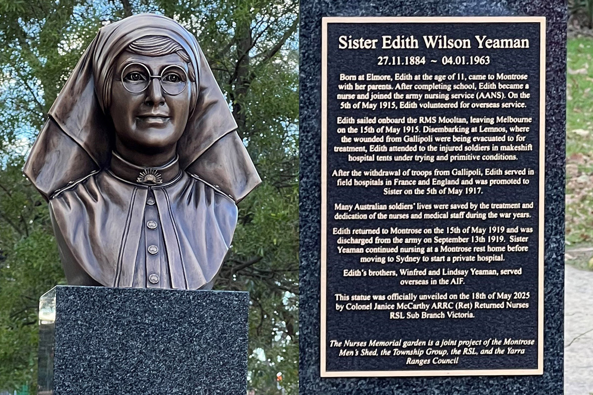 Sister Edith Yeaman&rsquo;s sculpture, and inscription. Photo: Ann-Marie Thompson