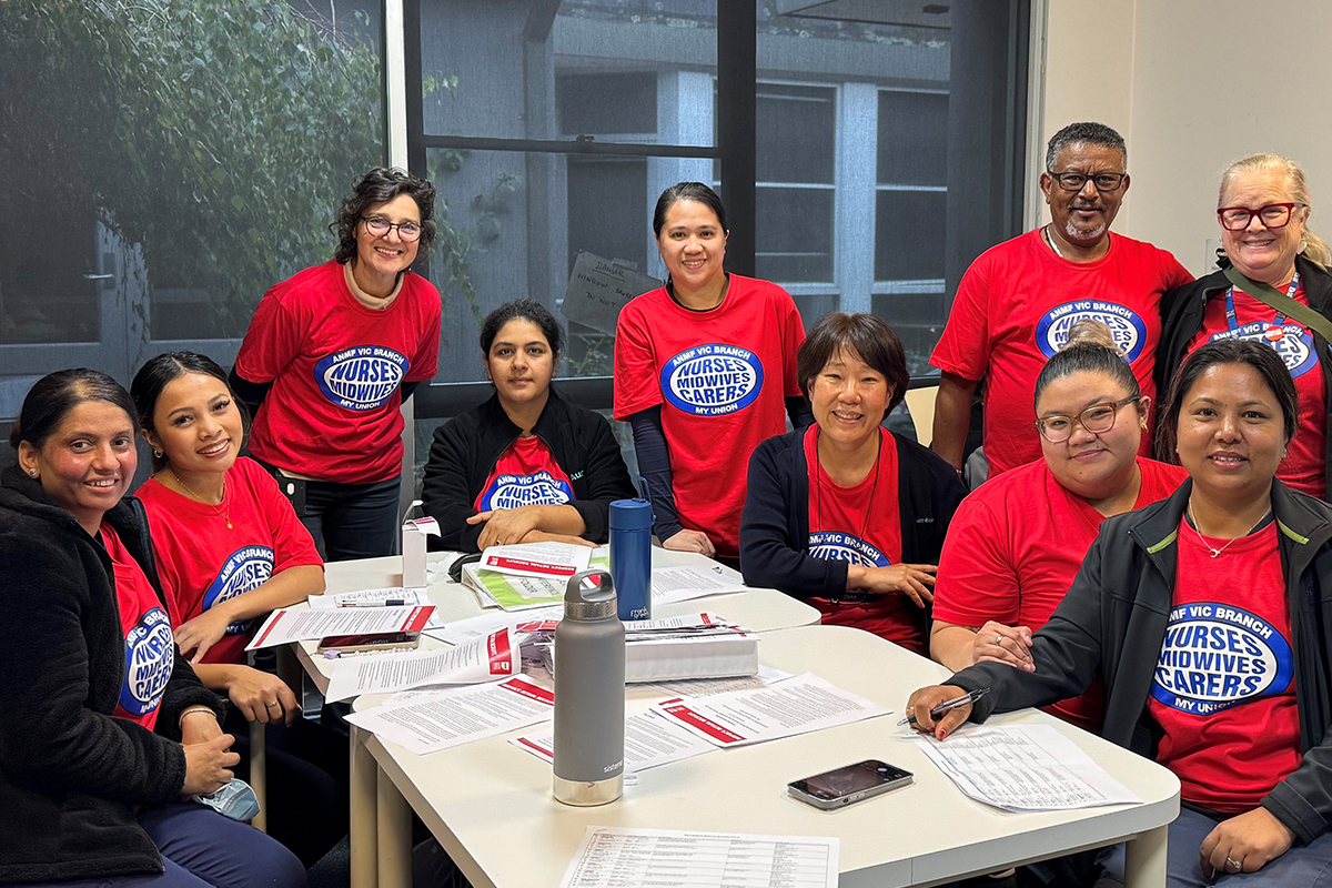 Aurora Healthcare members from Brunswick Private Hospital on their first day of protected industrial action